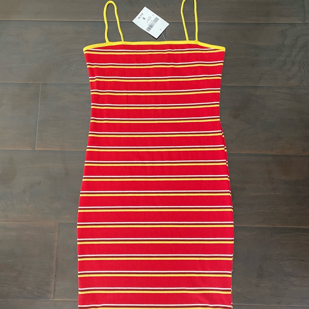 Forever 21 Red and Yellow Striped Bodycon Dress